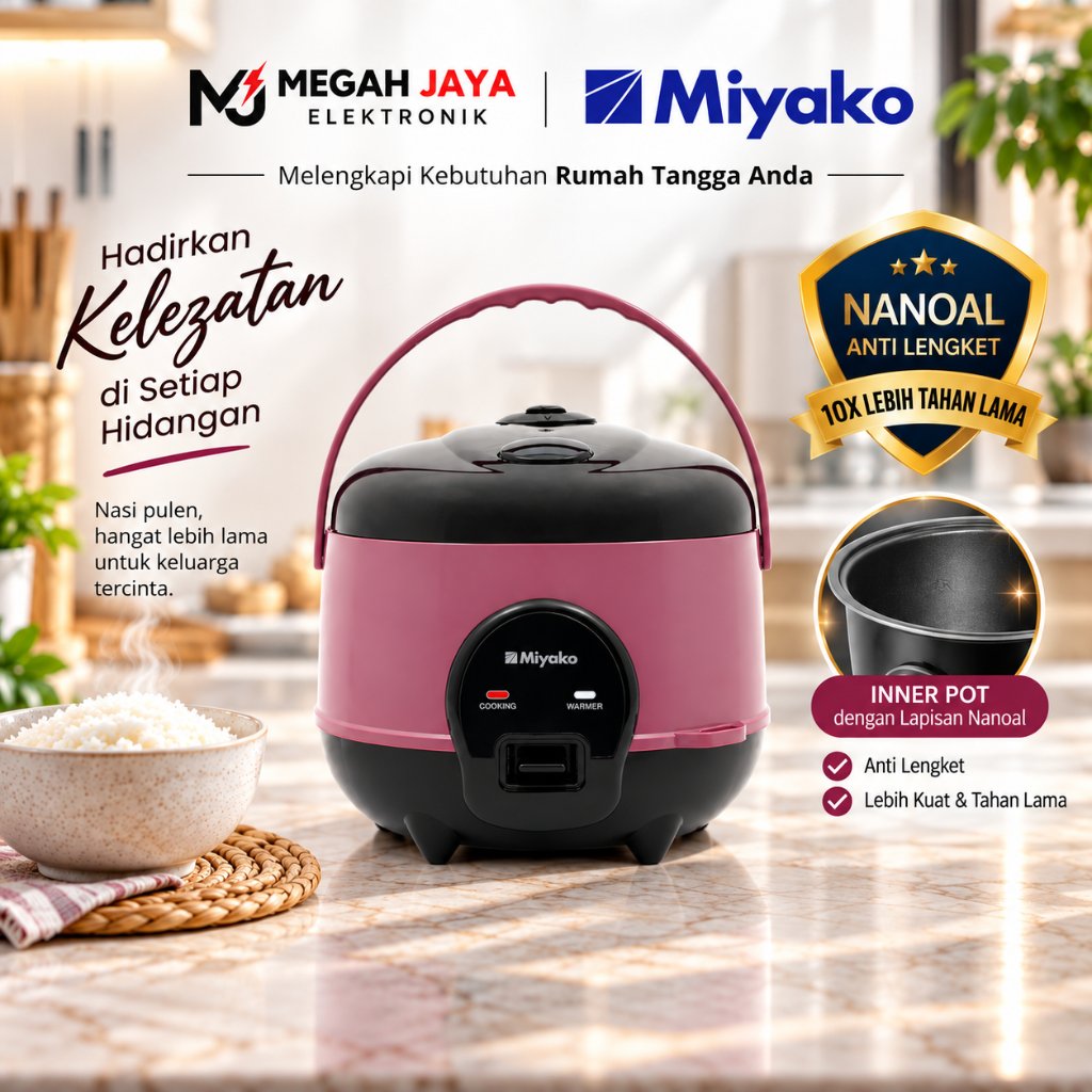 [COD READY] MIYAKO RICE COOKER / MAGIC COM ANTI LENGKET MCM606 / MCM 606 / MCM-606 (0,6 LITER) GARAN