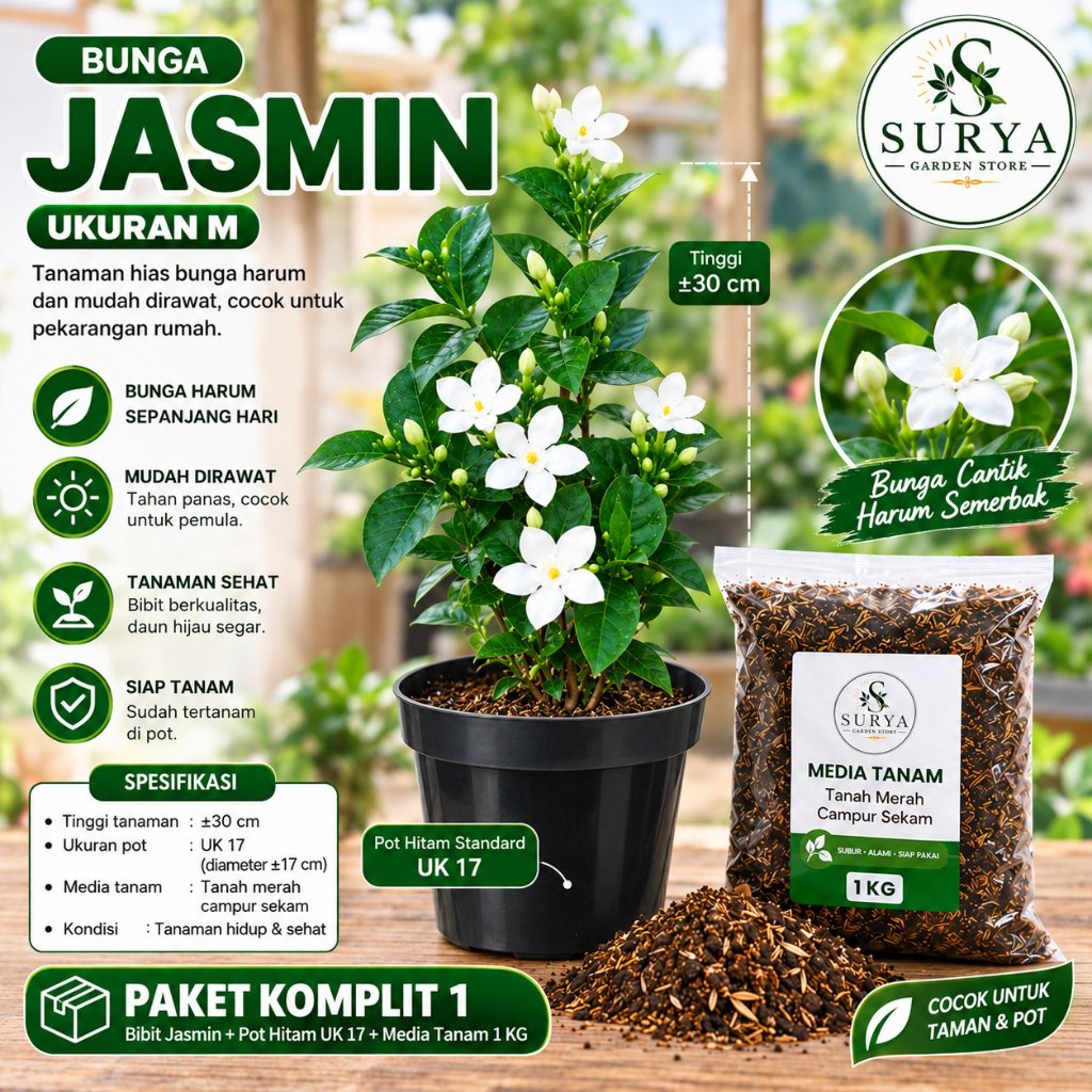 melati jasmine tanaman hias hidup berbunga bunga jasmine rimbun size m GRATIS ONGKIR BISA COD