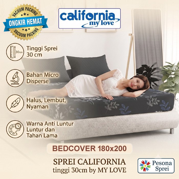 BEDCOVER CALIFORNIA 180x200 TINGGI 30 / BEDCOVER CALIFORNIA KING