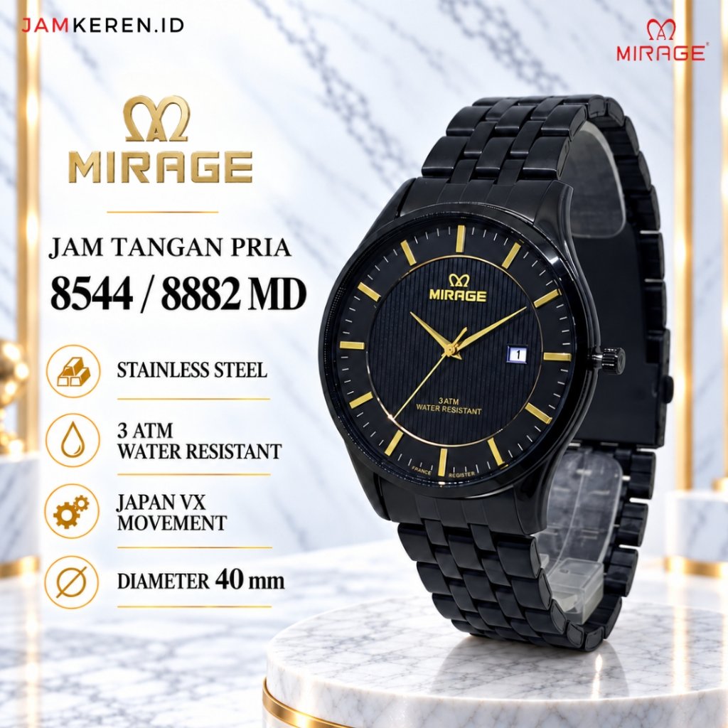 Jam Tangan | Jam Tangan Pria Original 100% | Mirage 8882 8544 M Stainless Tipis Anti Air Original