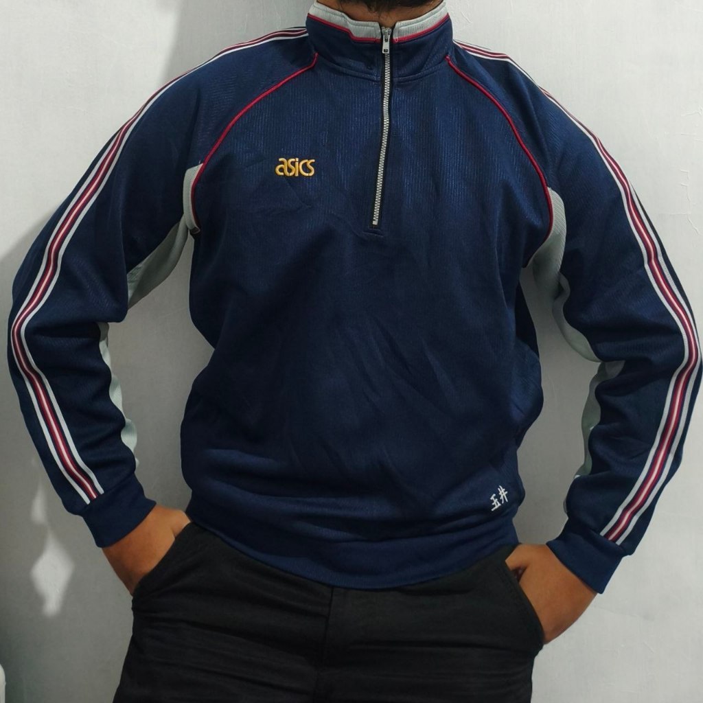 ASICS Vintage Retro Halfzip Navy - M to XL size