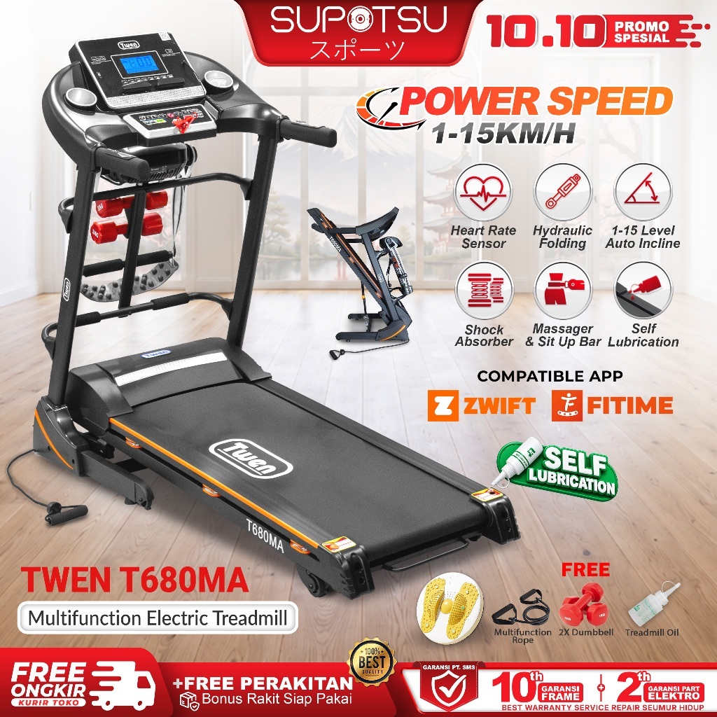 TWEN T680MA Treadmill Elektrik Treadmill Listrik Treadmill Multifungsi Treadmill Murah Treadmil