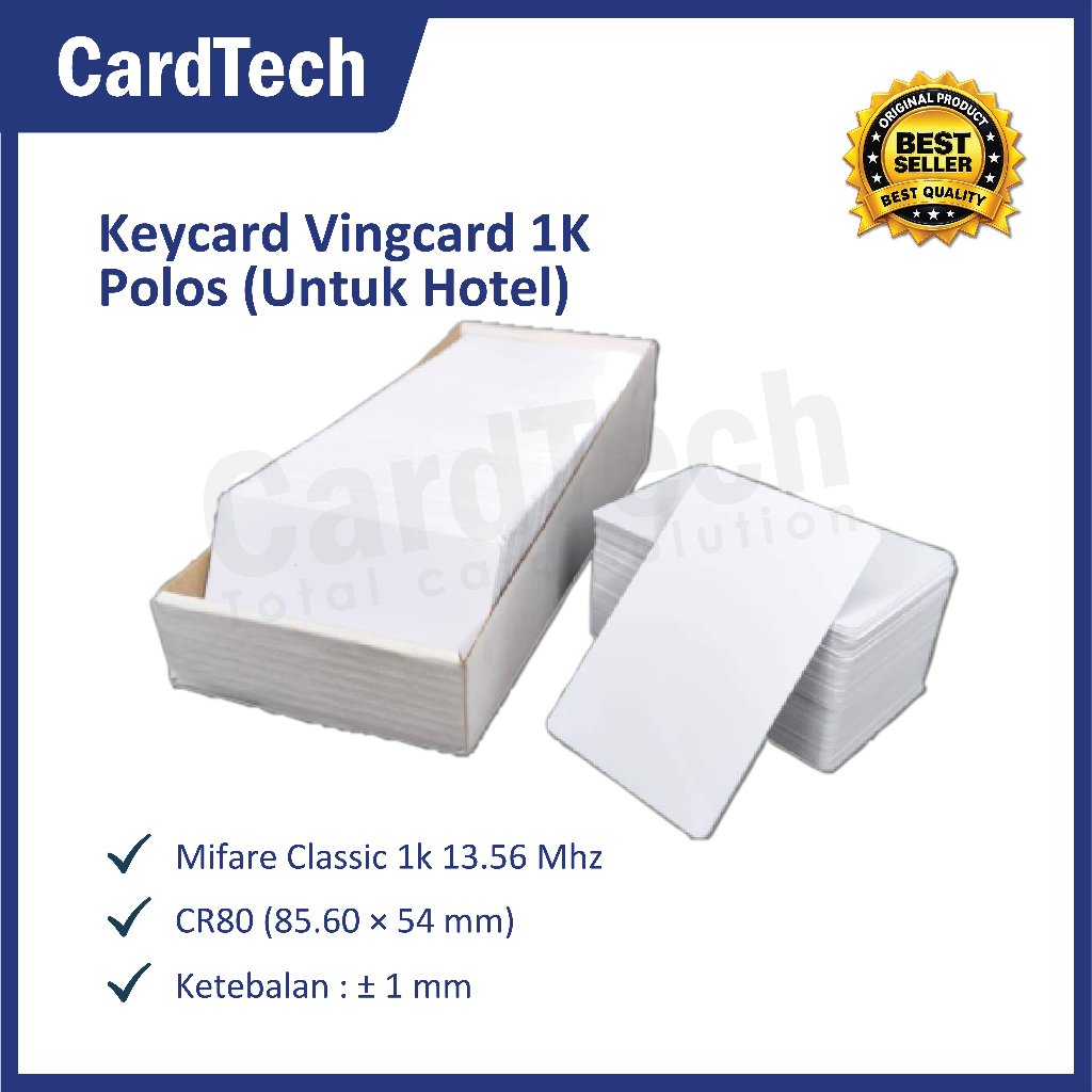 Kartu Blank Putih Polos PVC Mifare Classic 1K 13.56 Mhz Vingcard