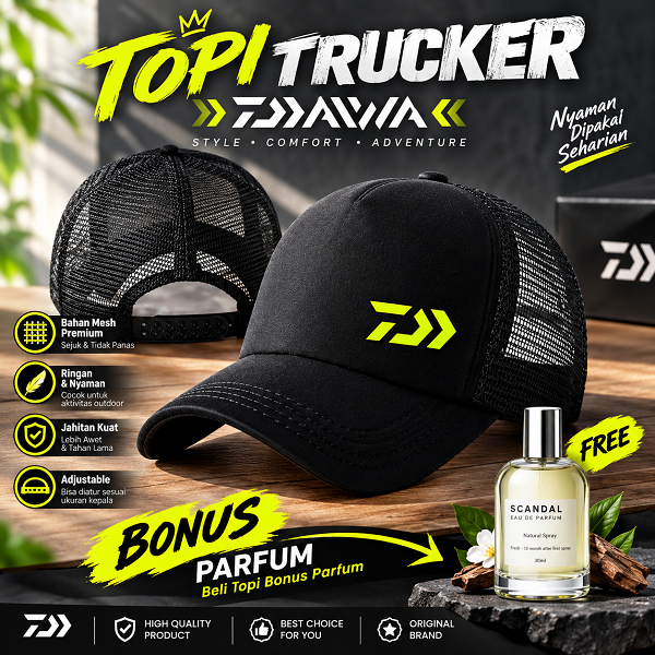 Topi DAIWA Trucker Jaring - Topi Mancing Daiwa Logo Simple / Topi Daiwa