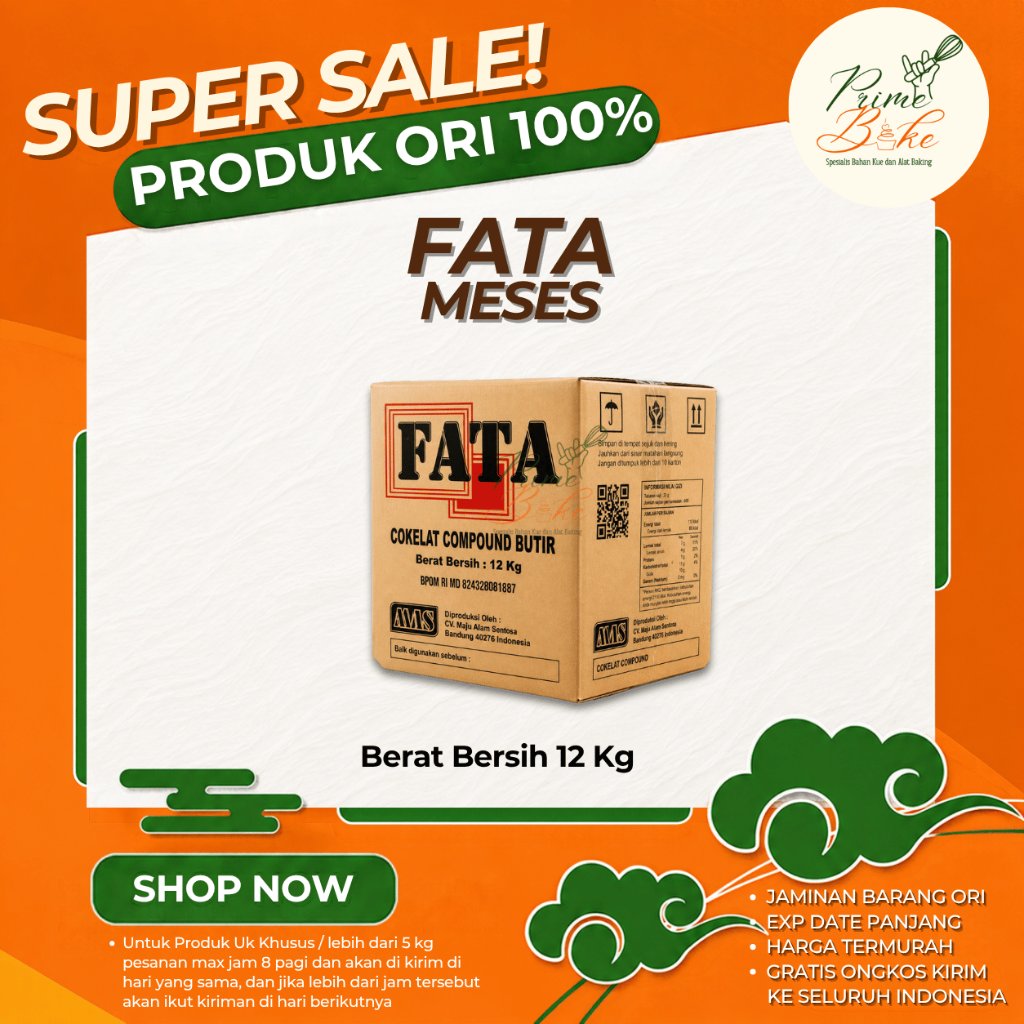 FATA Meses Coklat 12 kg Topping Martabak Roti Bakar Donat Premium Butir Coklat