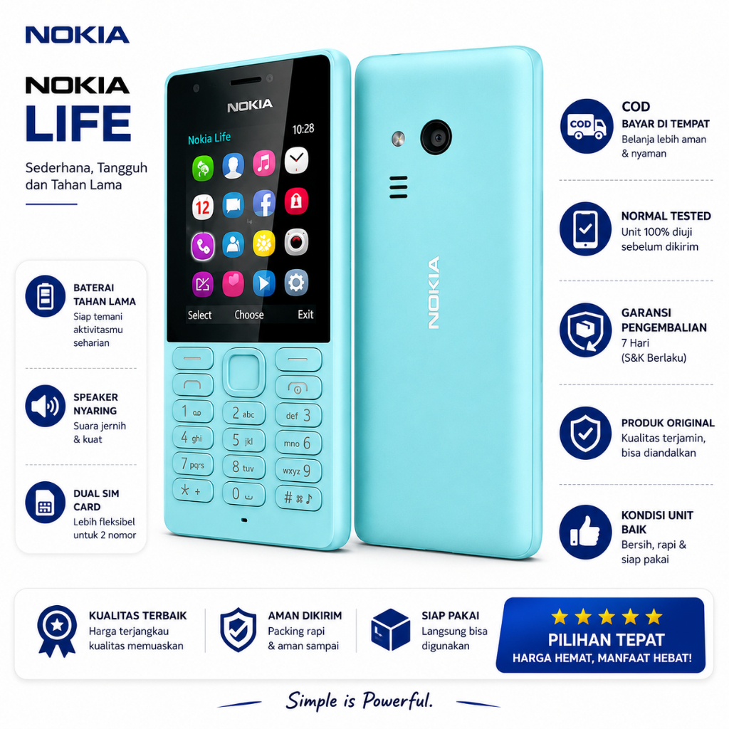 HP Nokia Jadul Murah Dual SIM BEKAS Original - Nokia 150 TA-1235 / 150 RM-1190 / 215 RM-1110 / 215 R