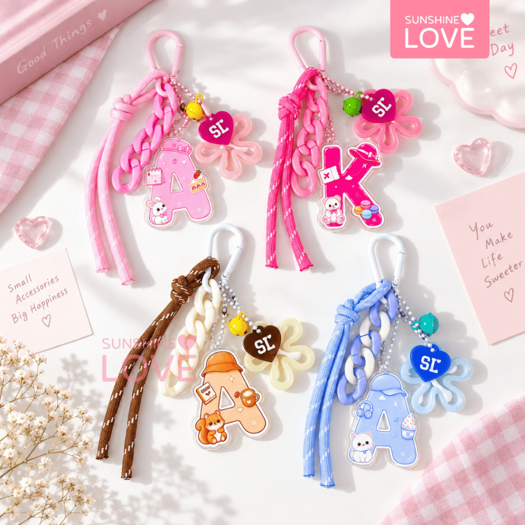 Sunshinelove - Sisca Alphabet Bag Charm Keychain Gantungan Huruf Abjad Kunci Tas KPOP