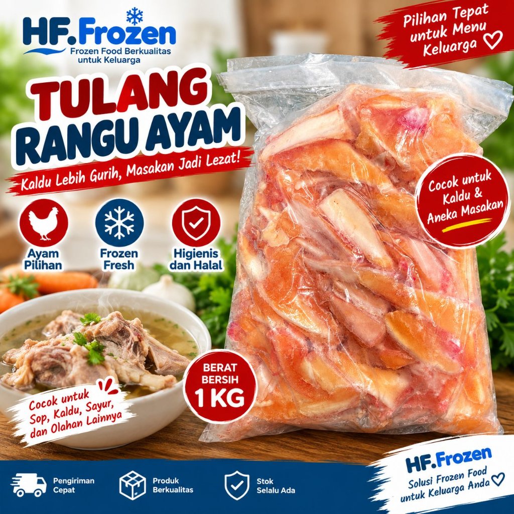 Tulang Rangu Ayam Fresh Frozen Halal Higienis Tulang  Muda untuk Seblak bakso dan aneka campuran mak