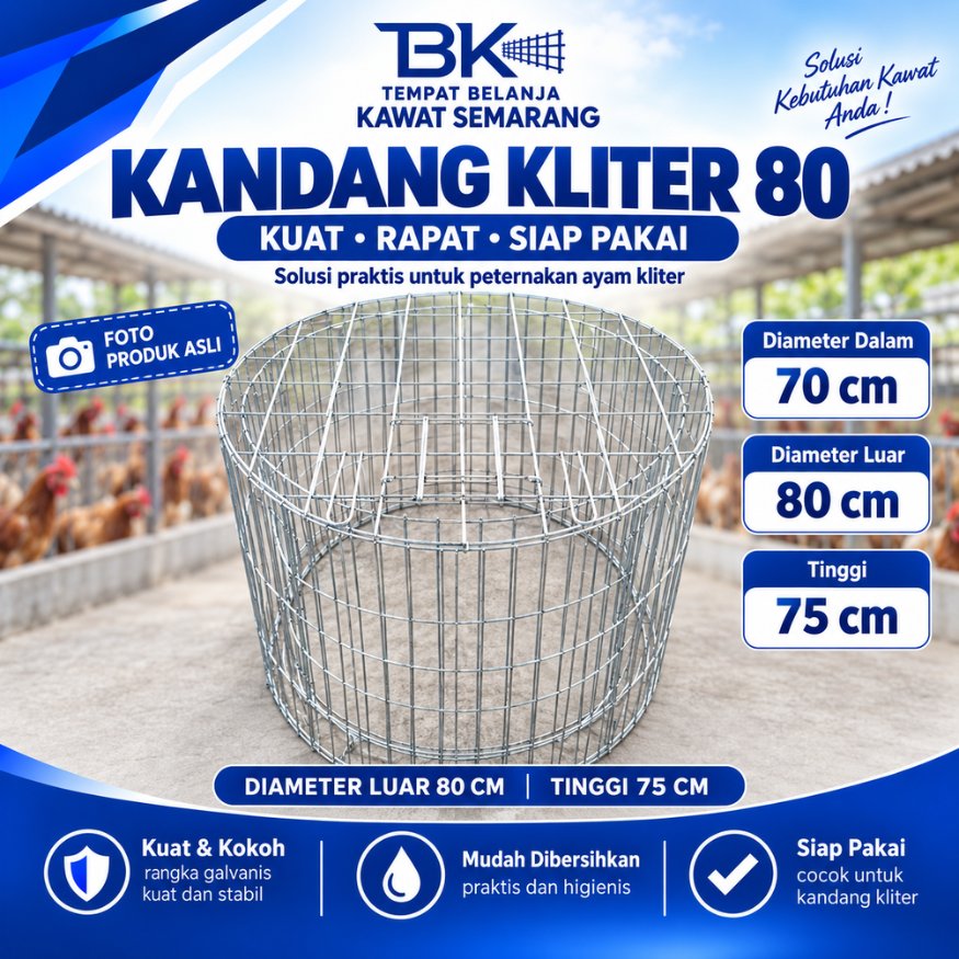 Kandang Ayam Kliter Bulat 80cm | Kandang Umbaran Ayam Galvanis | Kandang Ayam Jago Praktis & Kokoh