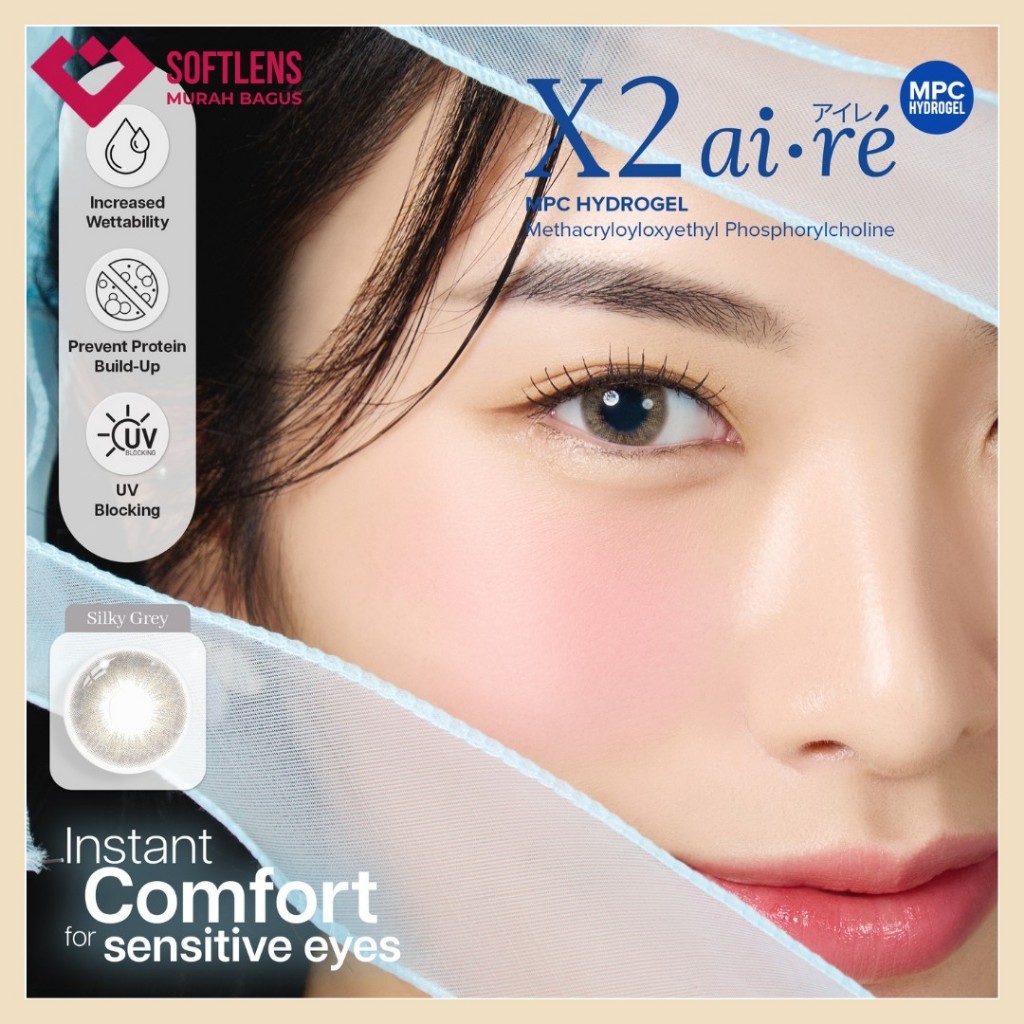 Softlens X2 AIRE MPC 14,5 MM G.DIA 13MM & 13,5MM Normal & Minus (-0,50 S/D -10,00) By X2 / Soflen X2