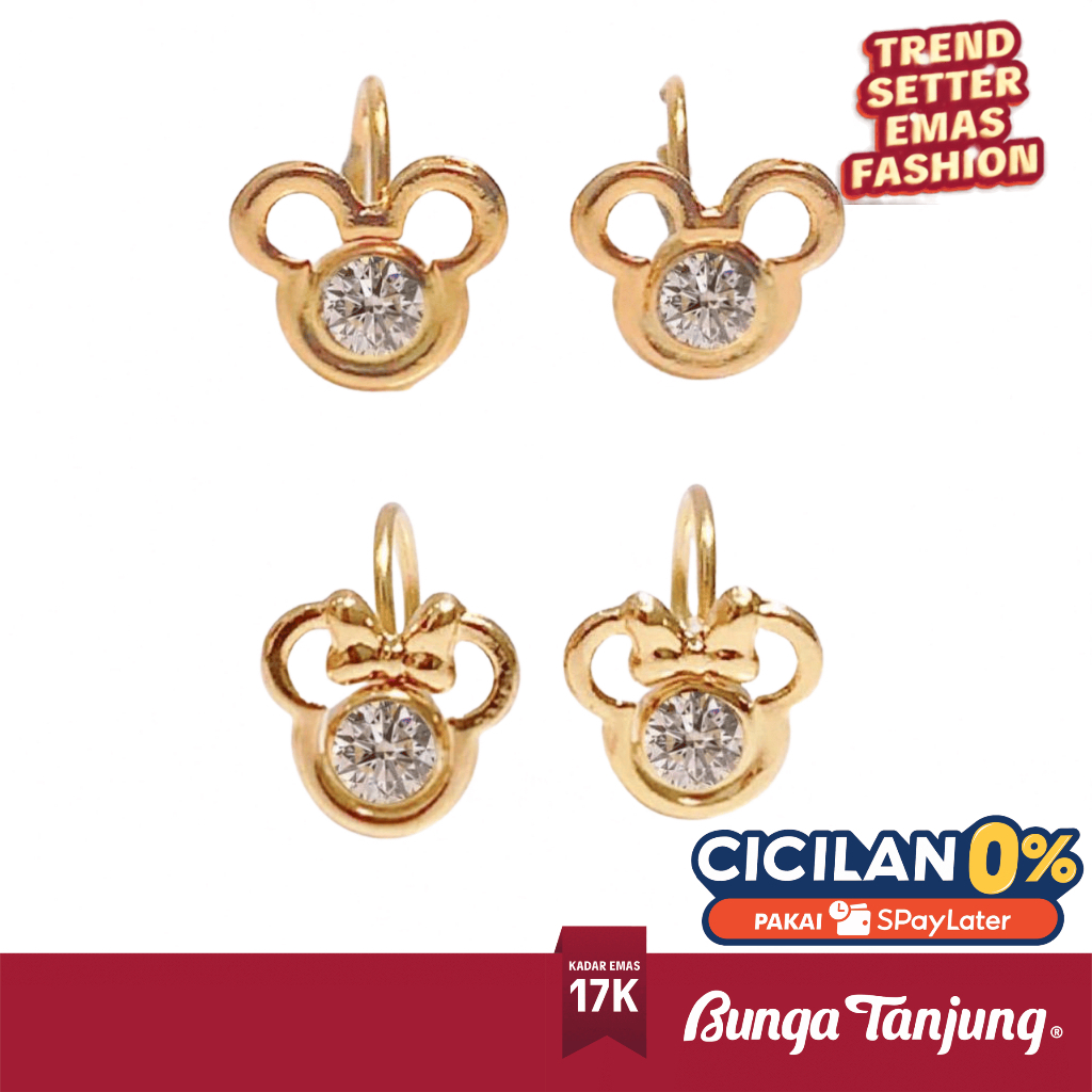 ANTING TAUGE DISNEY MICKEY - EMAS 17K - BUNGA TANJUNG GOLD