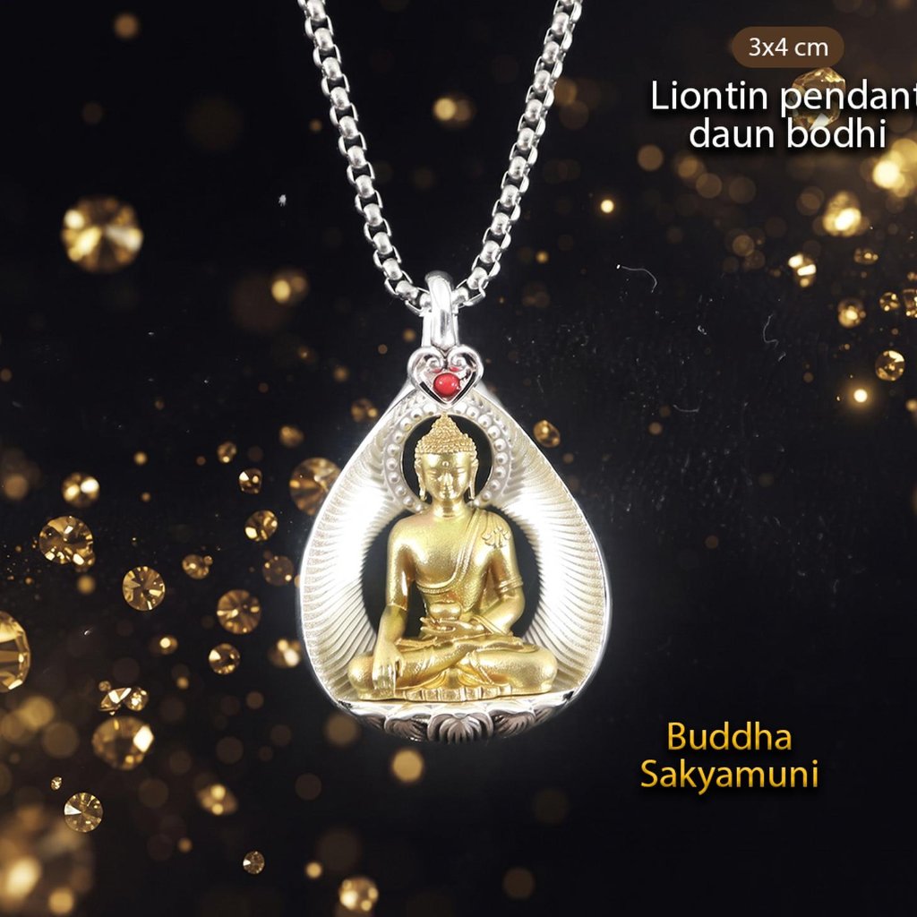 Liontin Kalung Pendant Daun Bodhi Buddha Sakyamuni 3X4 cm