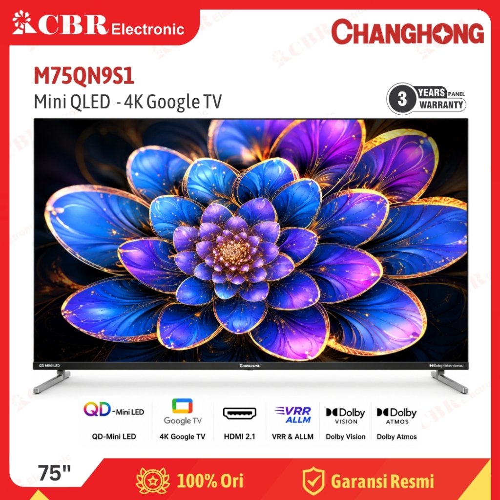 TV CHANGHONG 75 Inch M75QN9S1 ( Mini QLED 4K – Google TV )