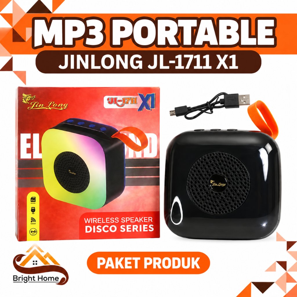 Speaker Bluetooth Portable Jinlong JL-1711 X1 MP3 Lampu RGB