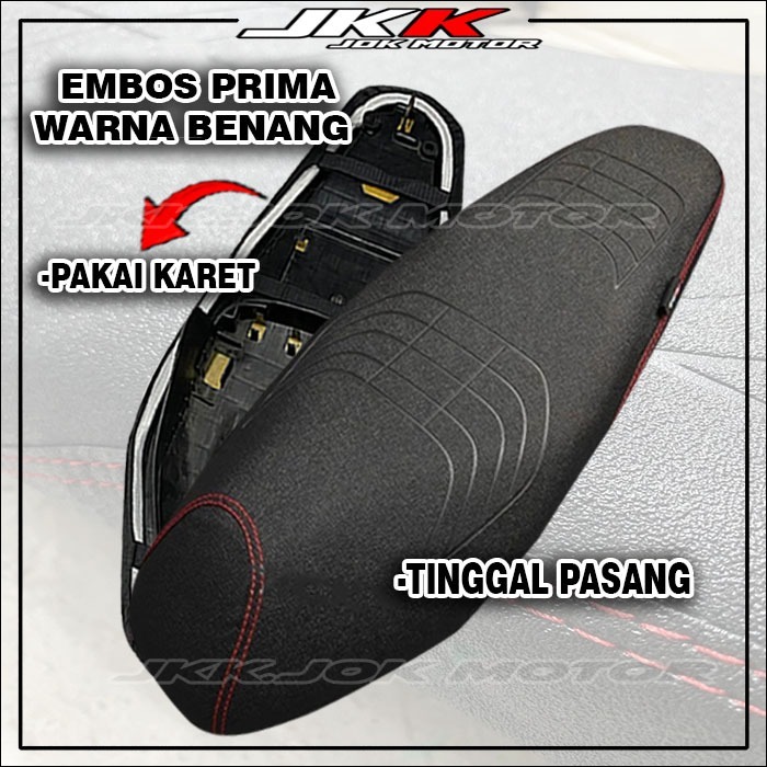 Sarung Jok Motor AMPLAS EMBOS PRIMA Jahit Benang Model Karet Tinggal Pasang Vario Beat Scoopy Nmax A