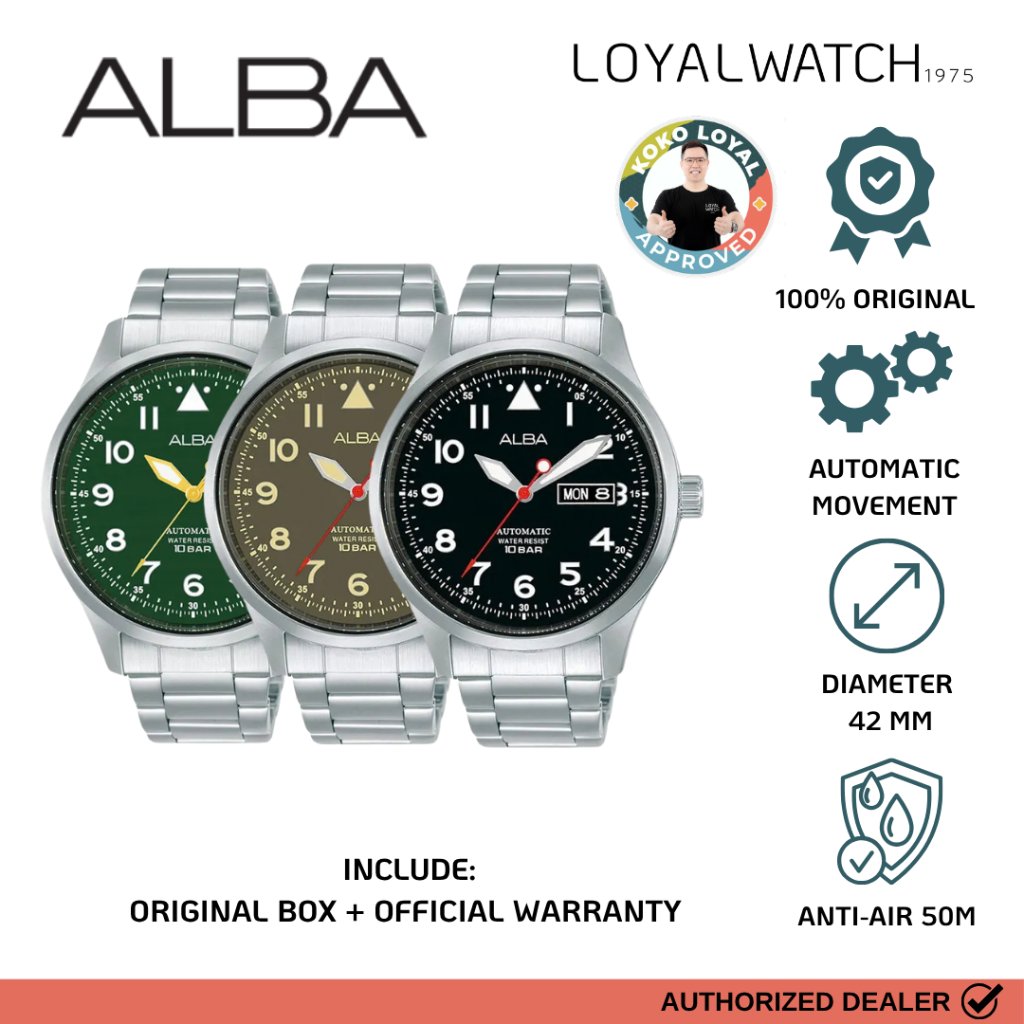 Jam Tangan Alba Mechanical Pria AL4199 AL4201 AL4205 Stainless Steel Original Garansi Resmi