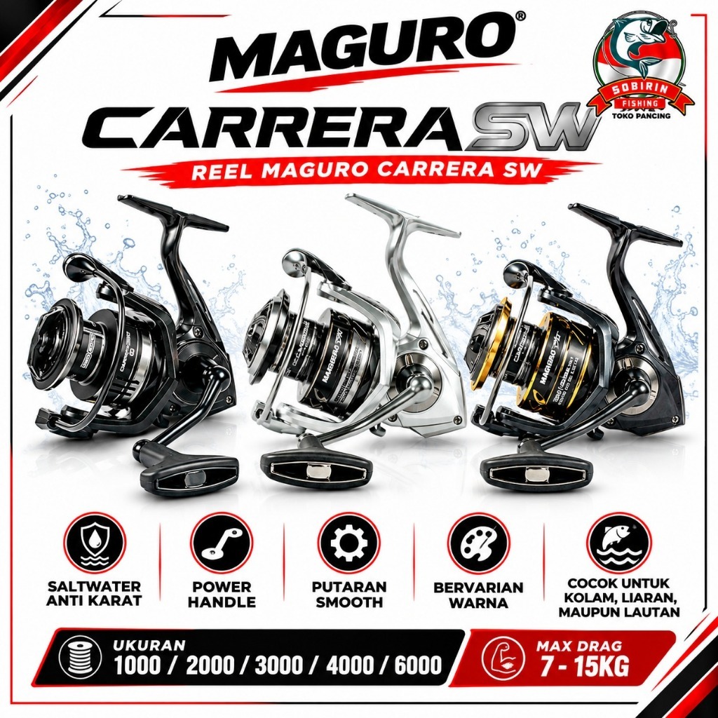 MAGURO - Reel Pancing Maguro Carrera SW terbaru 1000-6000 | Reel Maguro Saltwater bervarian