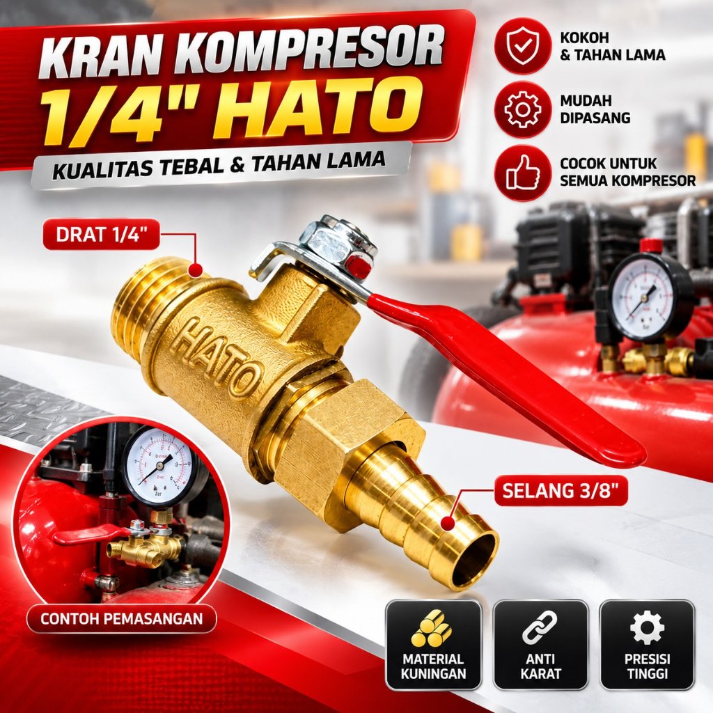 Keran Kompresor 1/4 Hp Swan Kuningan Murah