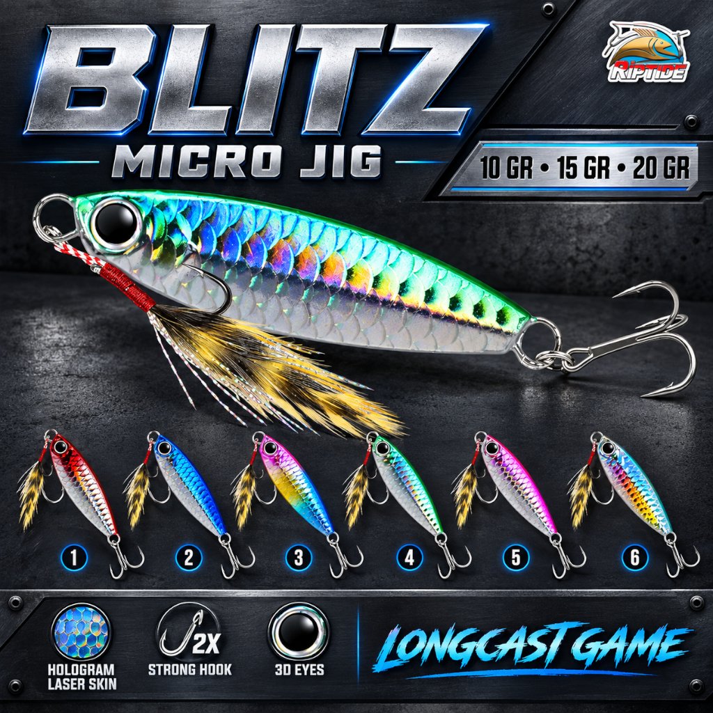 UMPAN PANCING METAL JIG RIPTIDE BLITZ MICRO JIG LONGCAST GAME 10G 15G 20G 30G RIPTIDE BLITZ MICRO JI