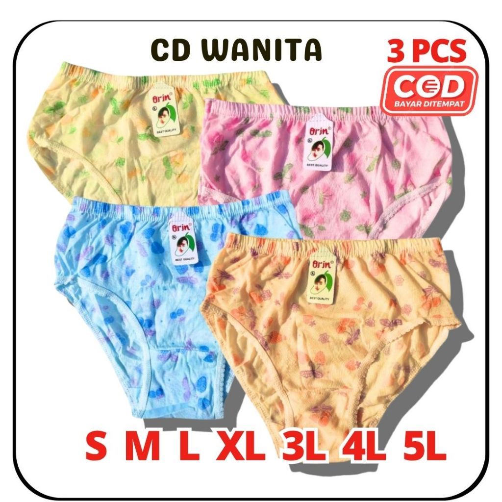 PAKET 3 PCS CD WANITA ORIN | CELANA DALAM WANITA  ORIN ANAK - DEWASA SIZE S - 5L