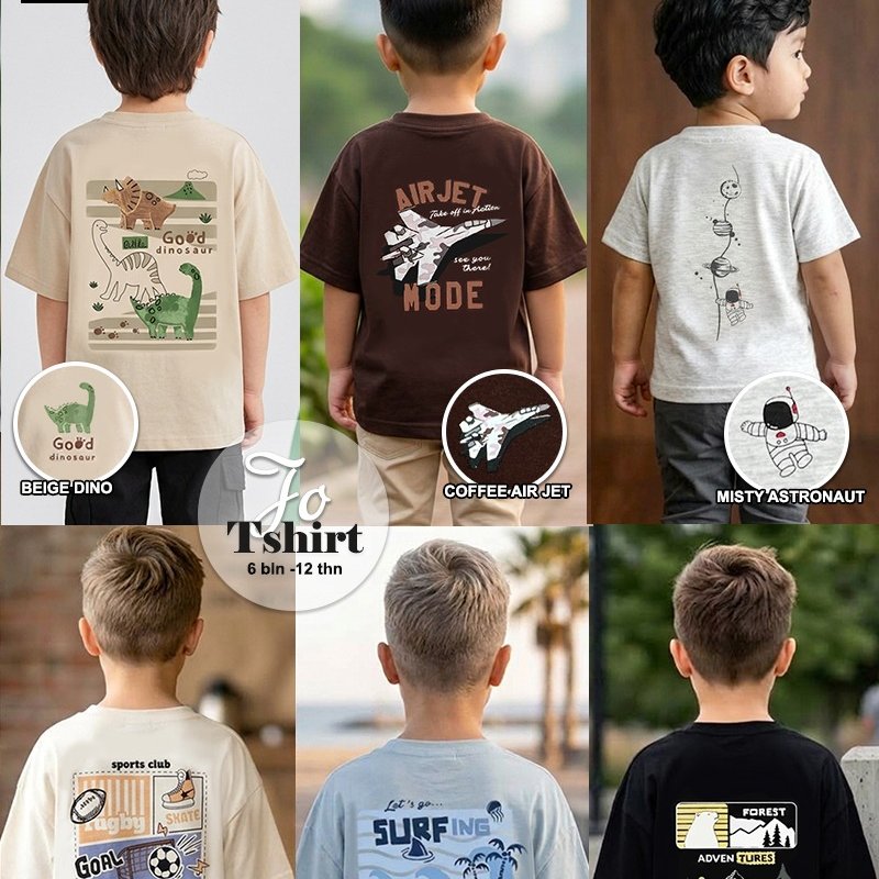 KAZEL X ZEBE JO TSHIRT EDISI SABLON DEPAN BELAKANG/BAJU KAOS ANAK COWOK (1 PCS, UKURAN 6 BULAN - 12 