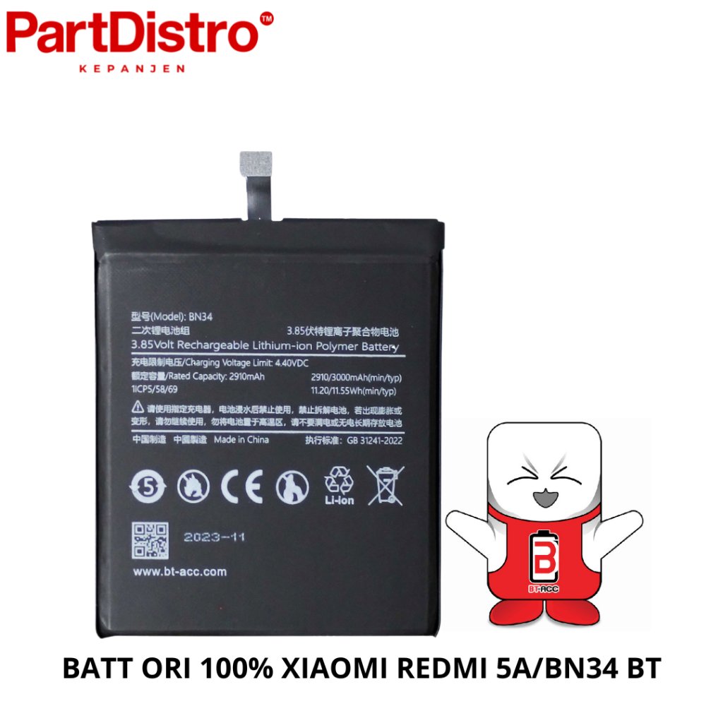 BATT ORI 100% XIAOMI REDMI 5A/BN34 BT
