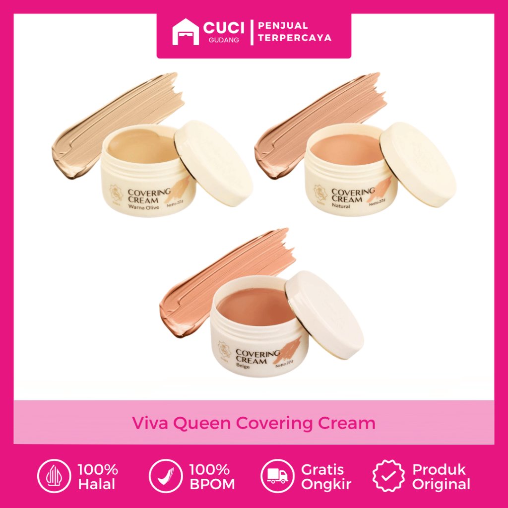 Viva Queen Covering Cream 22 g - Alas Bedak Pengantin Tradisional Waterproof Makeup Tahan Lama