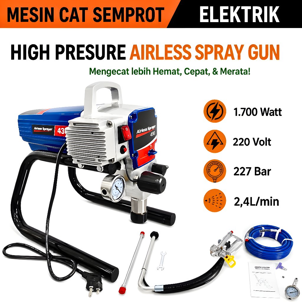 Mesin Semprotan Cat Airless Sprayer / Elektrik Sprayer Cat Tanpa Kompresor Profesional Painting