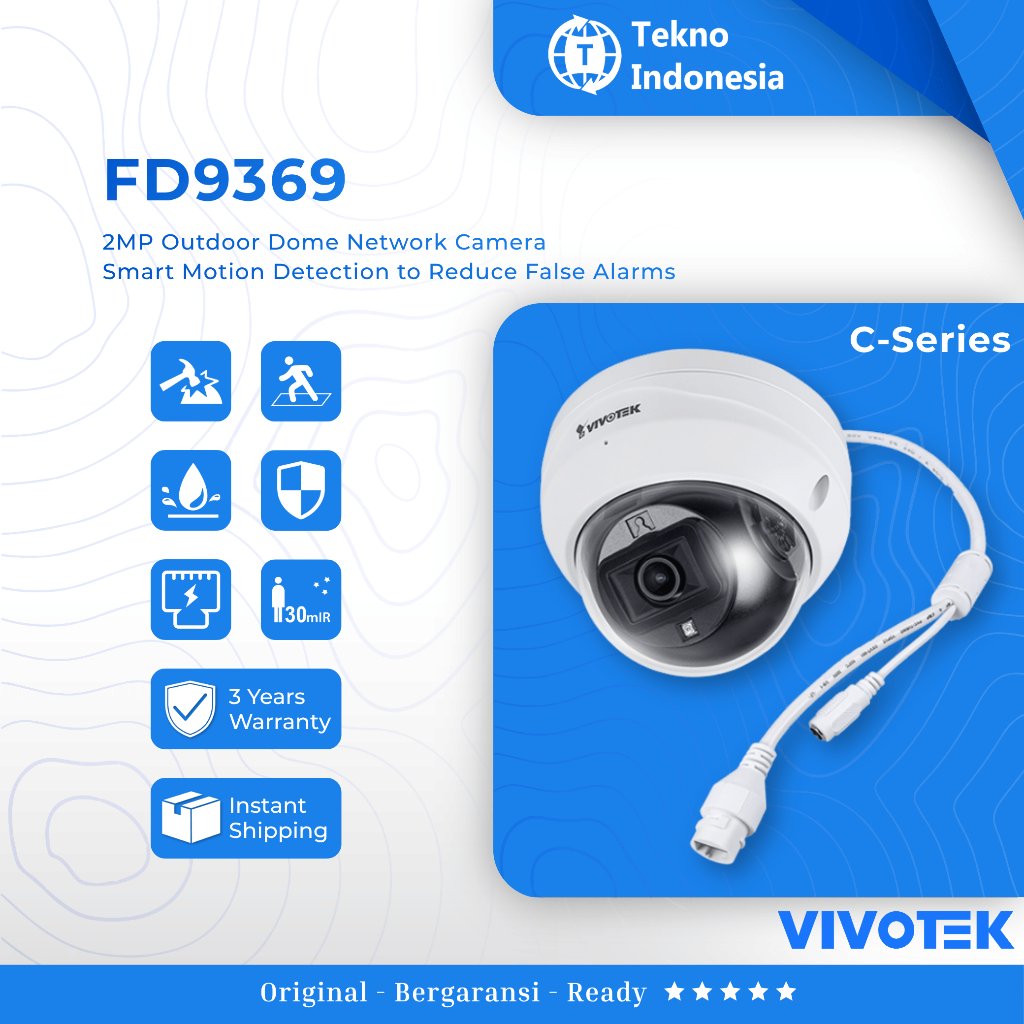 Tekno Indonesia - Vivotek FD9369 2MP IP Camera Indoor H.265 2.8mm Built in mic