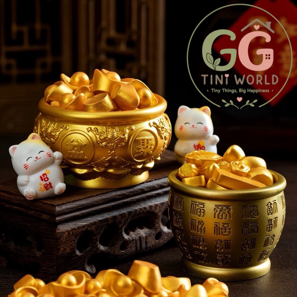 GGTINIWORLD GG080 1pcs Miniatur Fortune New Year Golden Accessories Gold Cash Tree Mini Diorama Imle