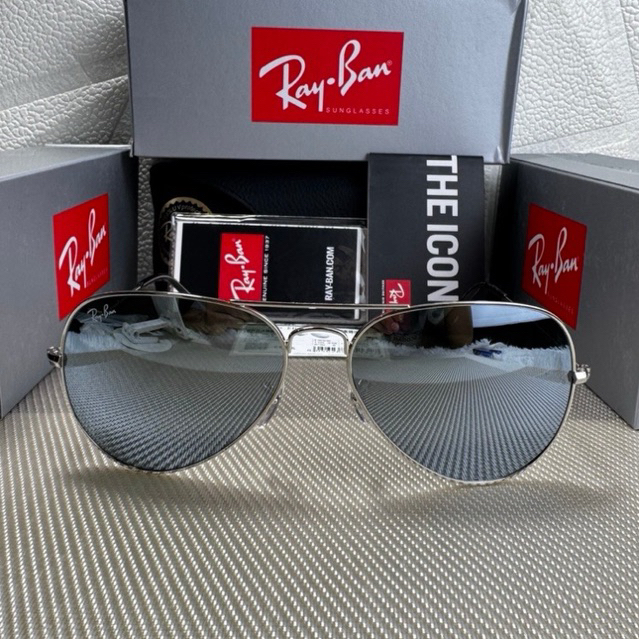 Kacamata Rayban aviator RB3025 Lensa Silver Original