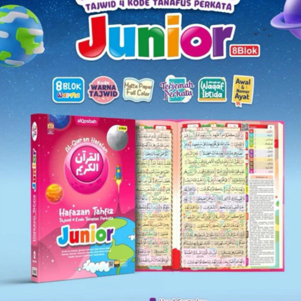 Al-Qur'an Hafazan Junior Perkata / Al-Qur'an Hafazan Perkata Tahfiz Junior 8 Blok Warna AlQosbah