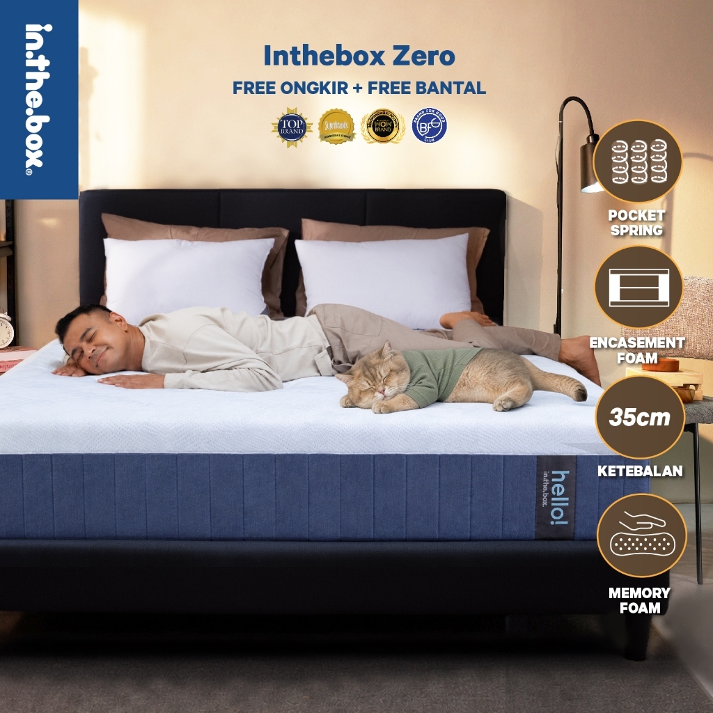 INTHEBOX Zero Kasur Spring Bed 35 cm - GRATIS Bantal | Kasur Ukuran 90x200, 100x200, 120x200, 140x20