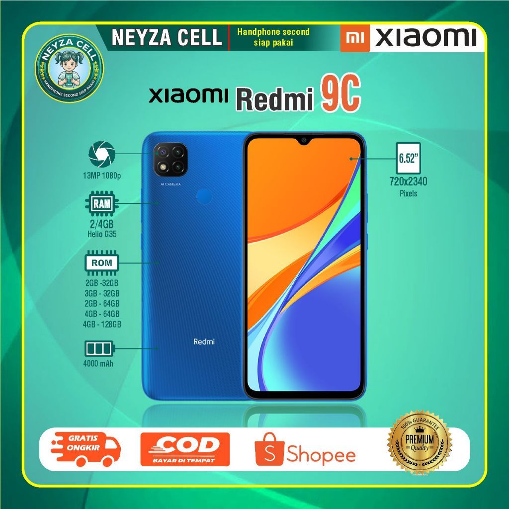 HP XIAOMI REDMI 9C Second Ram 3/32 Dan Ram 4/64 HP Normal Siap Pakai Garansi 1tahun Budayakan Baca d