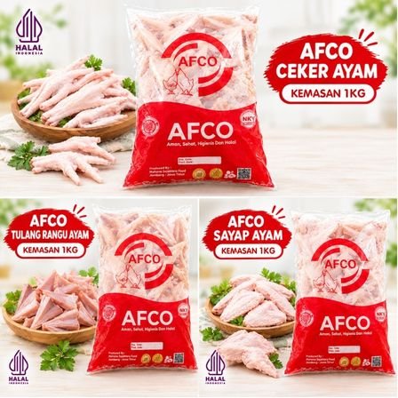 AFCO CEKER AYAM KEMASAN 1KG/ AFCO TULANG RANGU (TULANG RAWAN) KEMASAN 1 KG/ AFCO SAYAP AYAM 1KG FROZ