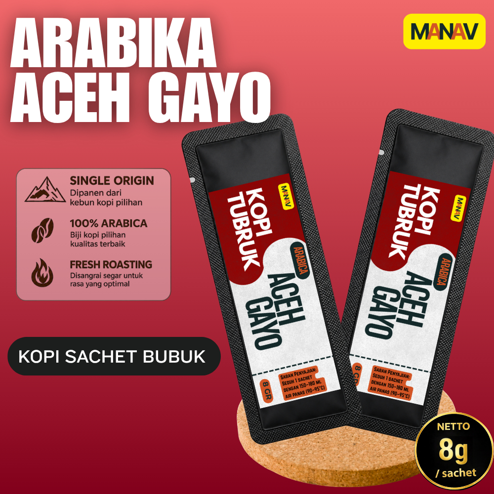 Kopi Tubruk Sachet Arabika Aceh Gayo / Kopi Tubruk Kemasan Arabika Aceh Gayo