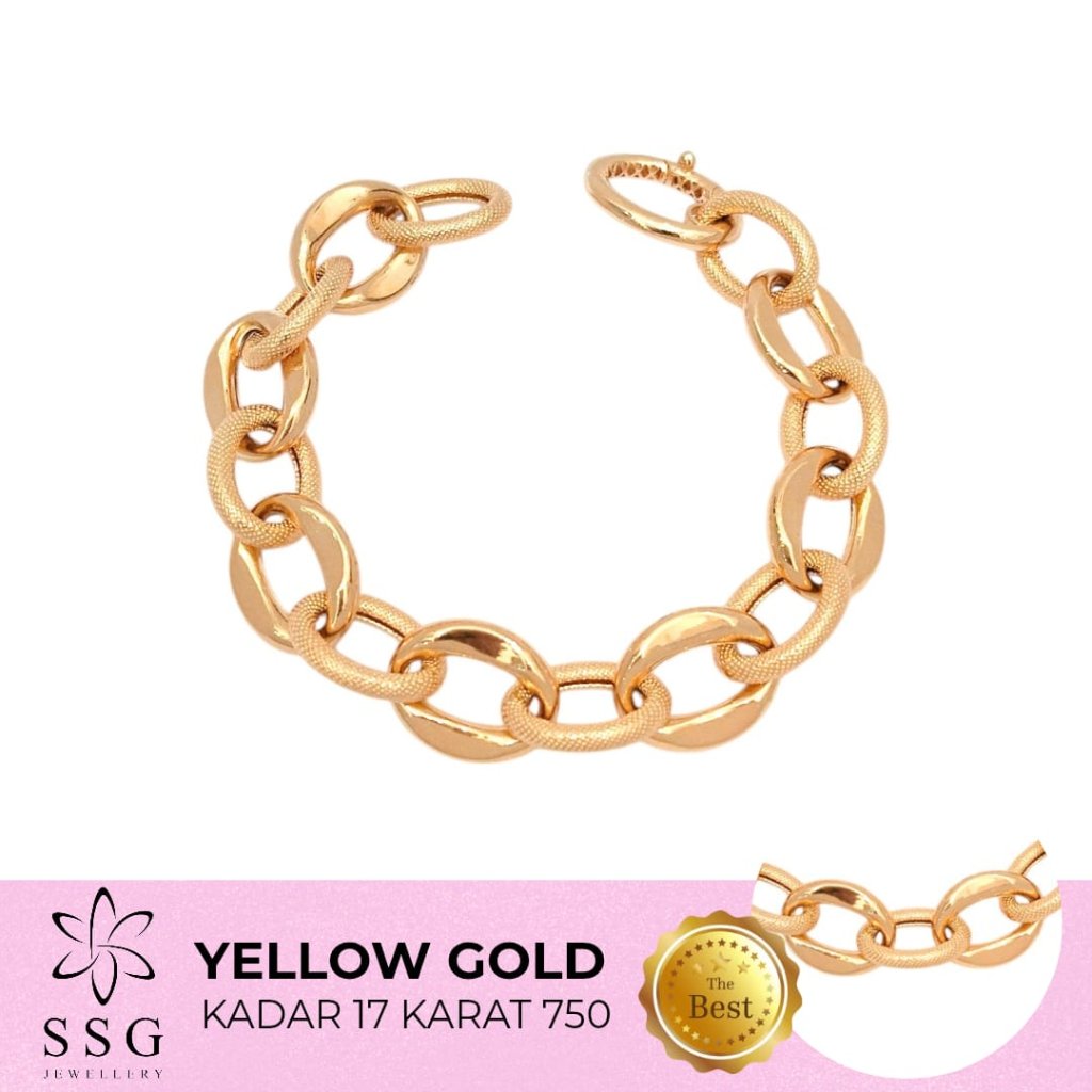 Gelang Rantai Oval Kombinasi - Emas 17K - SSG JEWELLERY