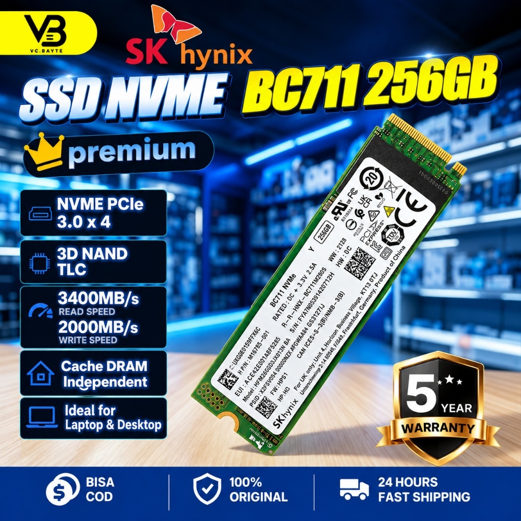 SK hynix BC711 256GB M.2 2280 NVMe SSD PCIe 3.0x4 3400MB/s Fast Performance Internal Storage Laptop 
