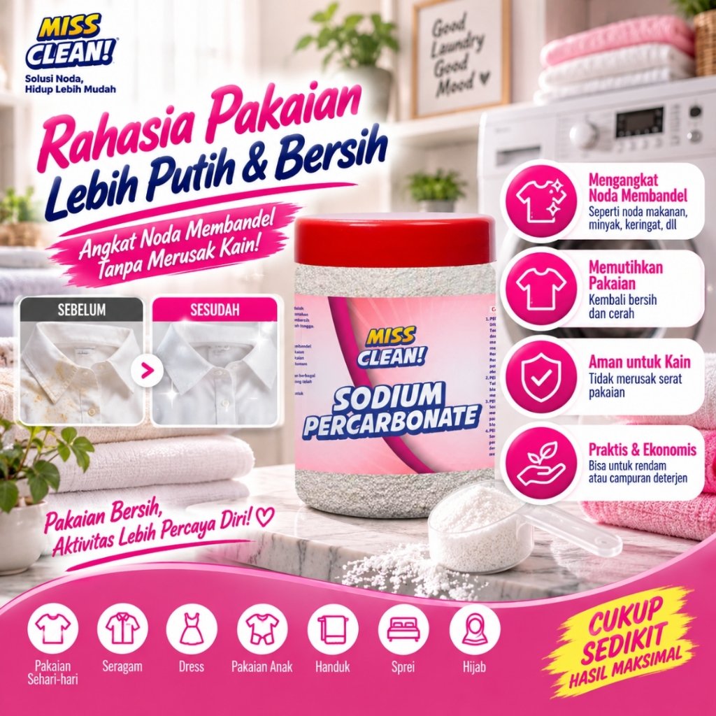 Miss Clean Sodium Percarbonate Pemutih Oksigen Aktif Baju Warna