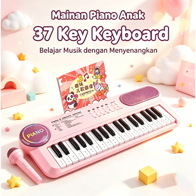 [Ready]Mainan Piano Anak Elektronik 61/37 Keys Digital Elektronik Piano MIC Keyboard Mainan Music An