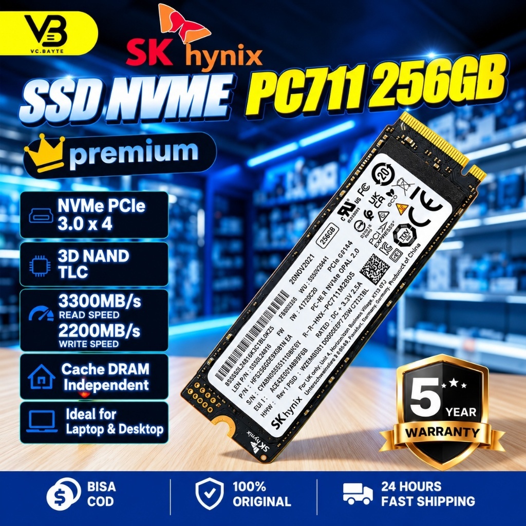 SK hynix PC711 256GB M.2 2280 NVMe SSD PCIe Gen3x4 3300MB/s Powerful Performance Smooth & Responsive