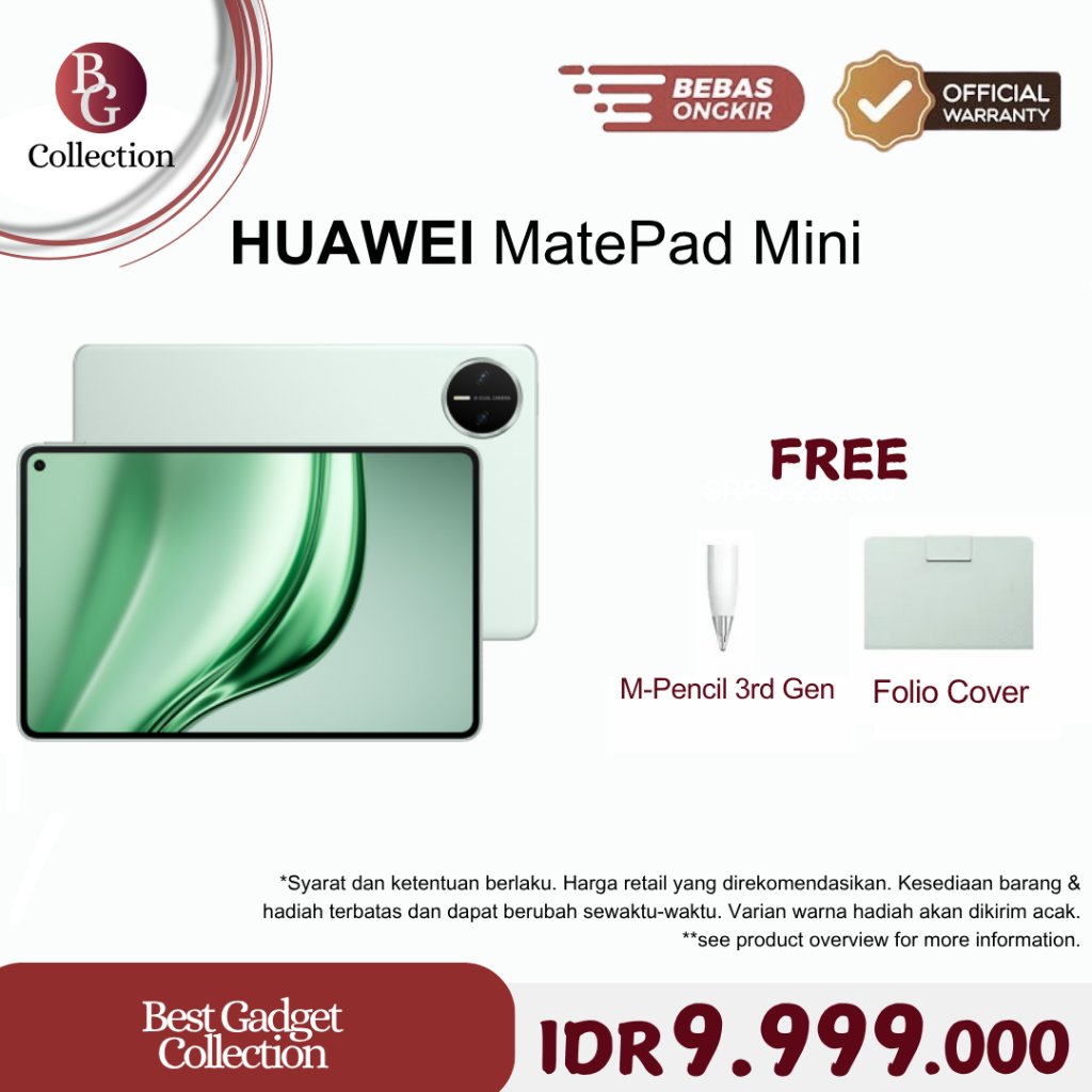 HUAWEI MatePad Mini 12GB + 256GB Tablet | WPS Office 3.0 Tingkat PC Eksklusif | Layar Flexible OLED 