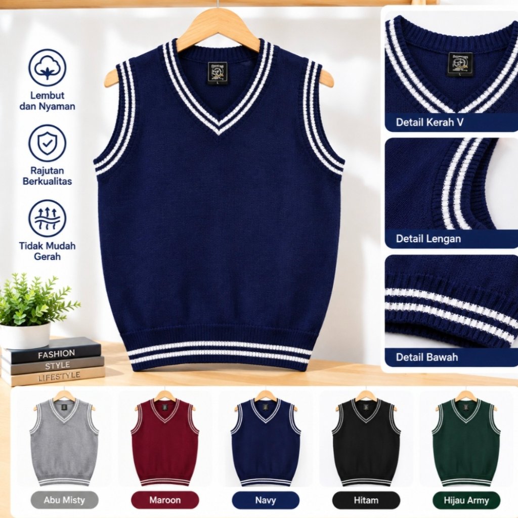 Rompi Rajut Sekolah SMA SMP SD  / Vest Dewasa / Korean Style