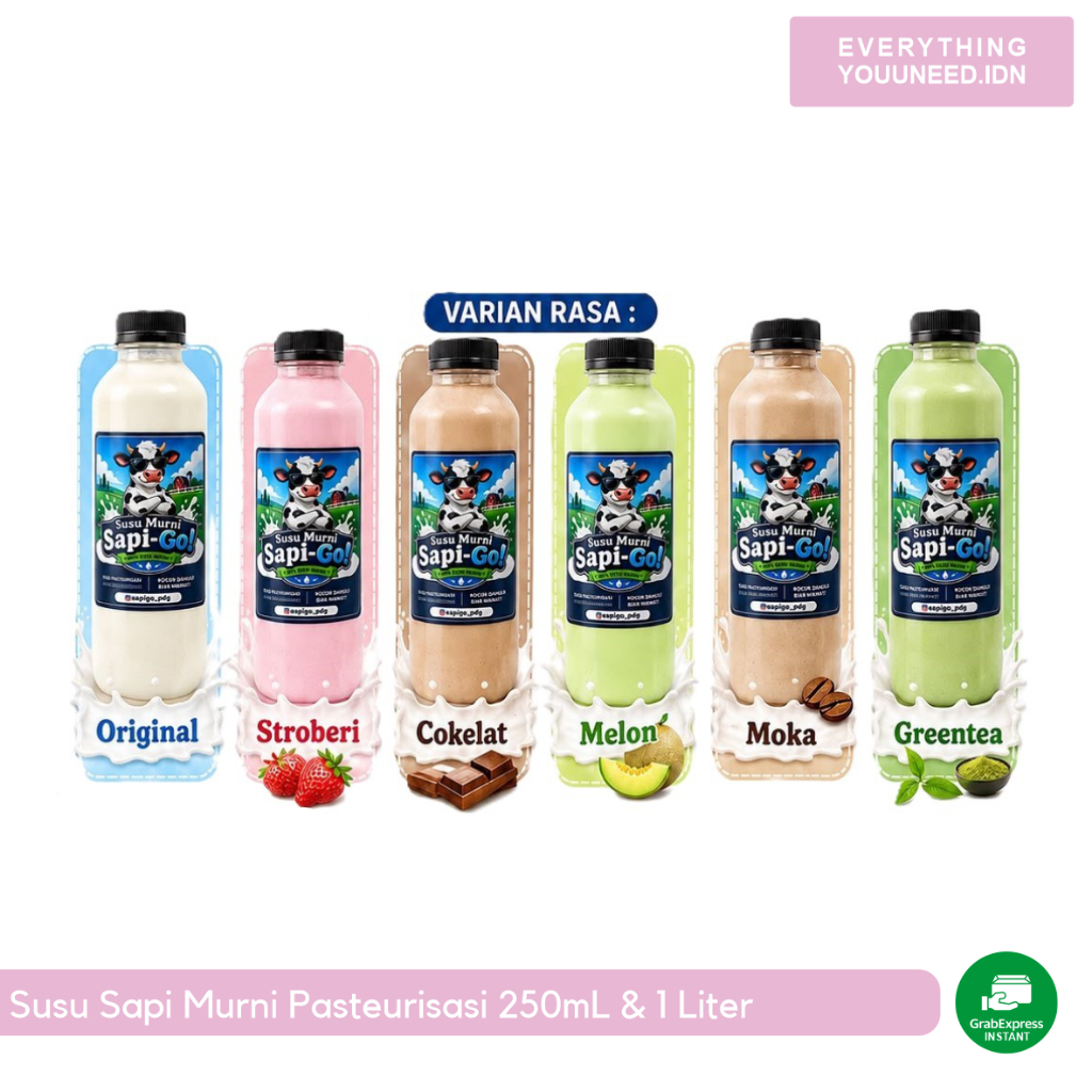 [ INSTAN ] Susu Sapi Murni Pasteurisasi Aneka Rasa 250mL & 1 Liter