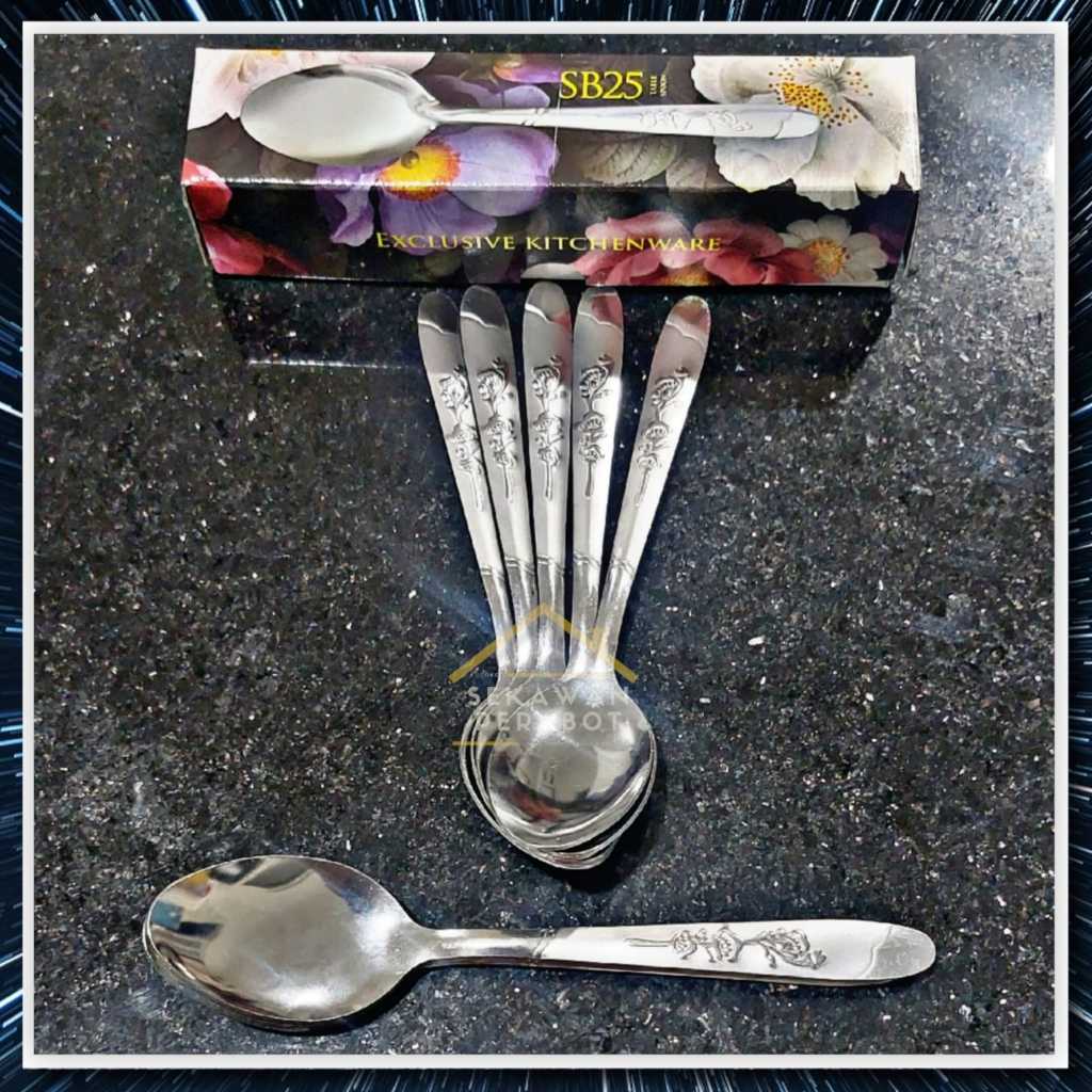 SENDOK MAKAN MOTIF BUNGA SENDOK TEBAL STAINLESS ANTI KARAT