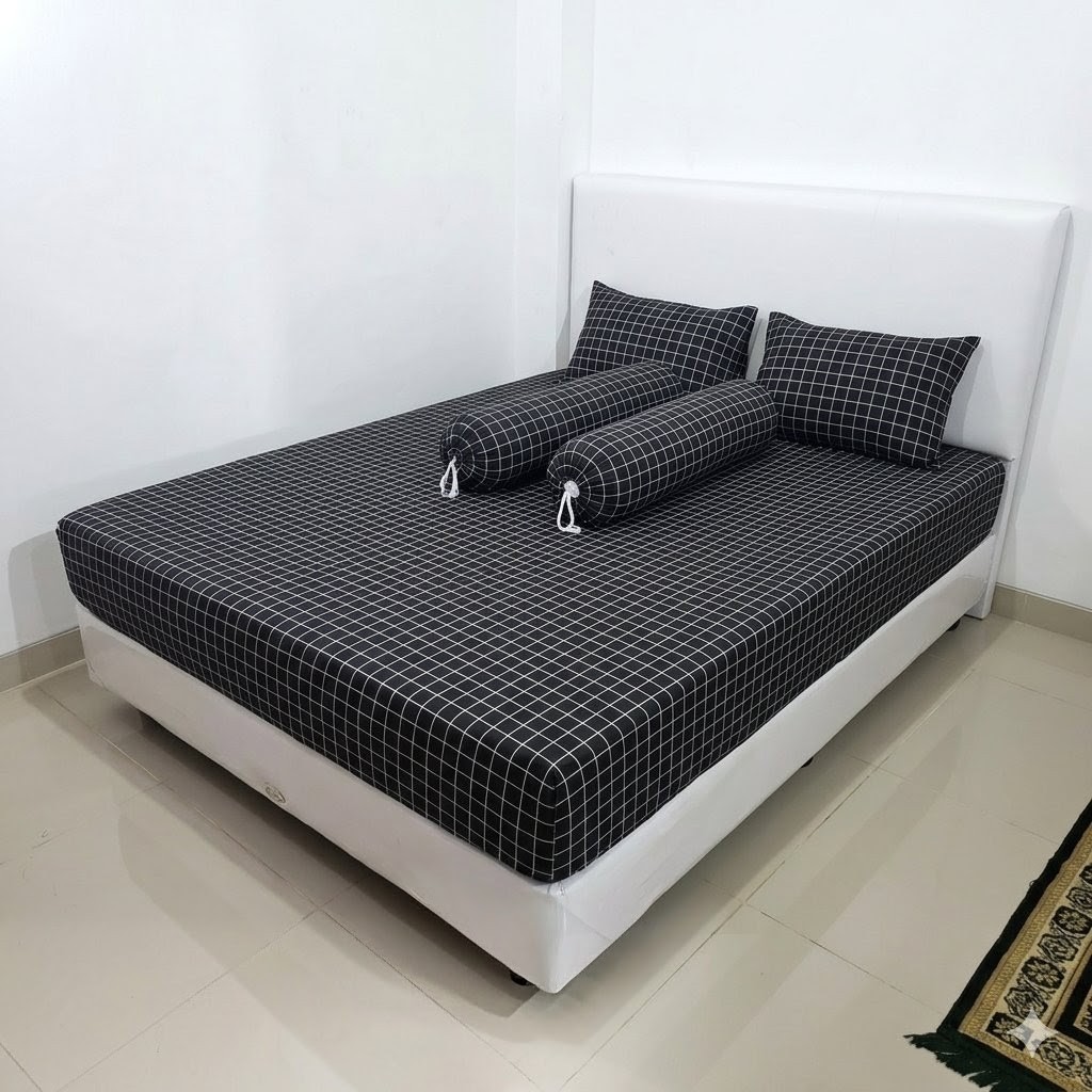 SPREI POLOS MOTIF TINGGI 30cm 180x200 160x200 120x200 KATUN ADEM SET SARUNG BANTAL GULING