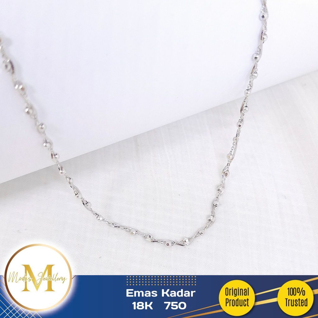 MODIS JEWELLERY - Kalung Jedar Lilit Putih - Emas 17k  750
