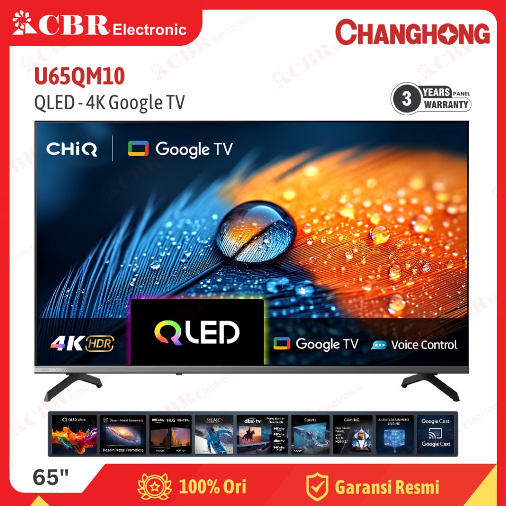 TV CHANGHONG 65 INCH U65QM10 ( QLED – 4K GOOGLE TV ) BATAM