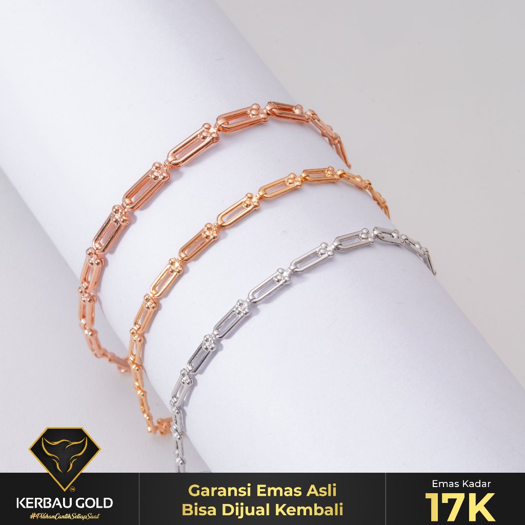[Kerbau Gold] Gelang Emas T Minimalis 17K - Emas Asli 100%