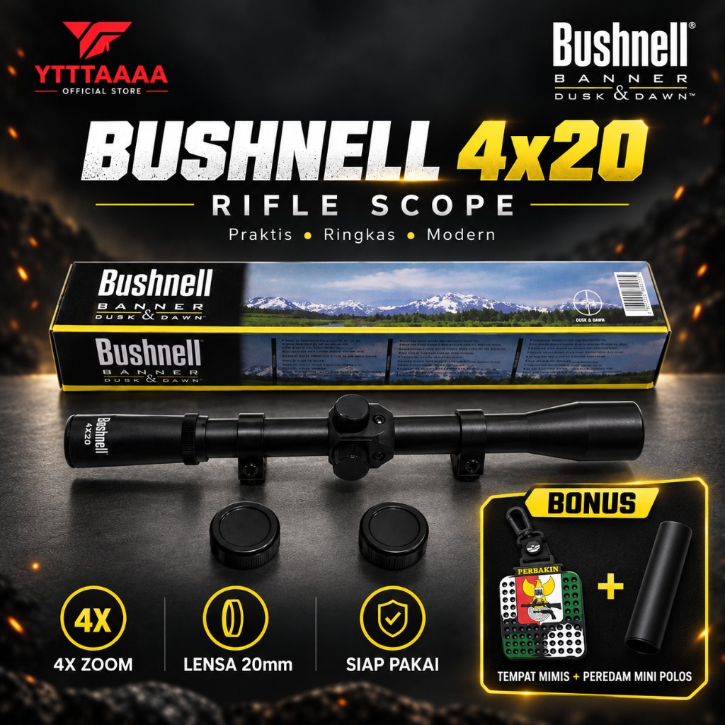 Teleskop Senapan 4x20 Fixed Zoom – Compact Full Set